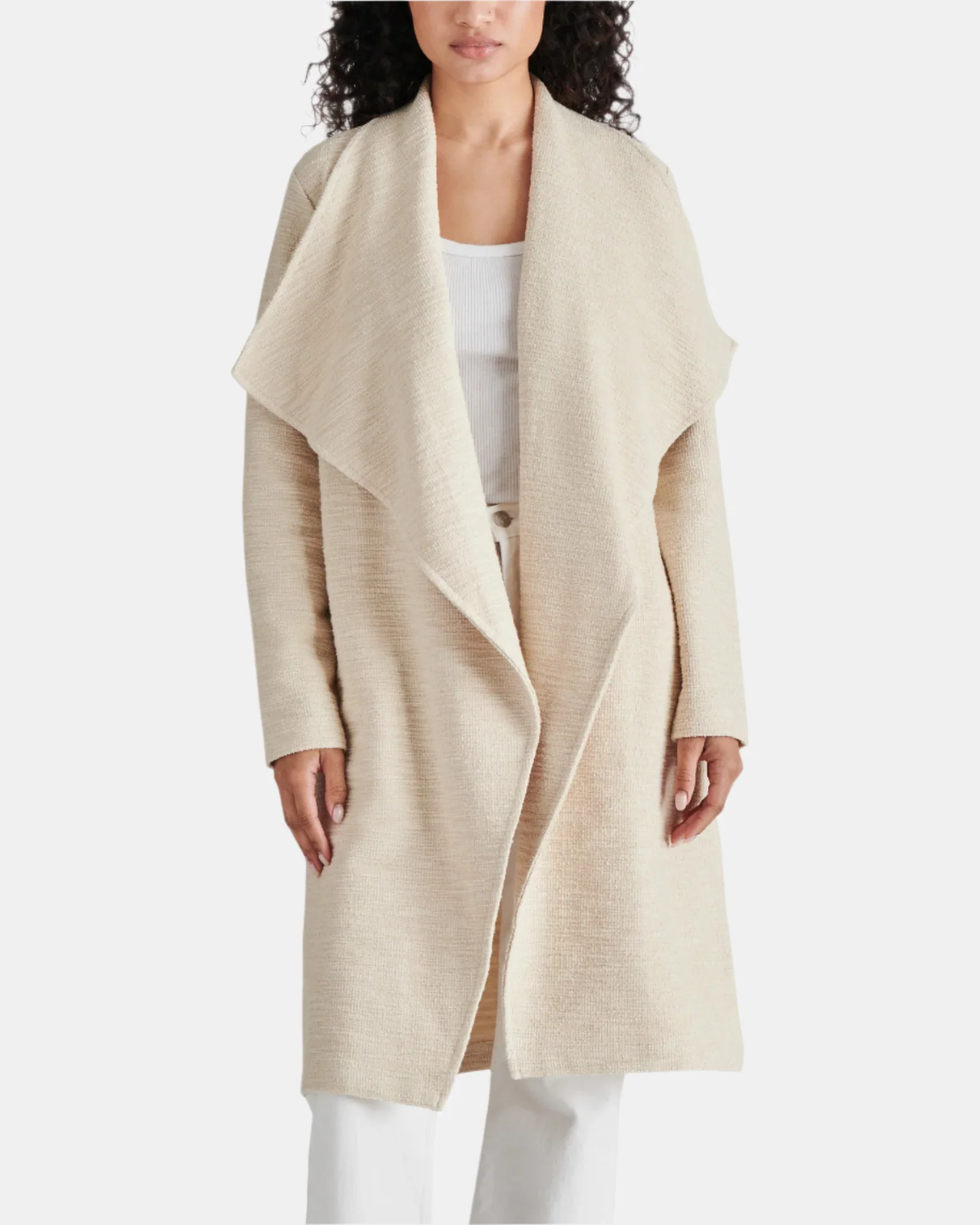 DRAPE FRONT SLUB KNIT JACKET IVORY