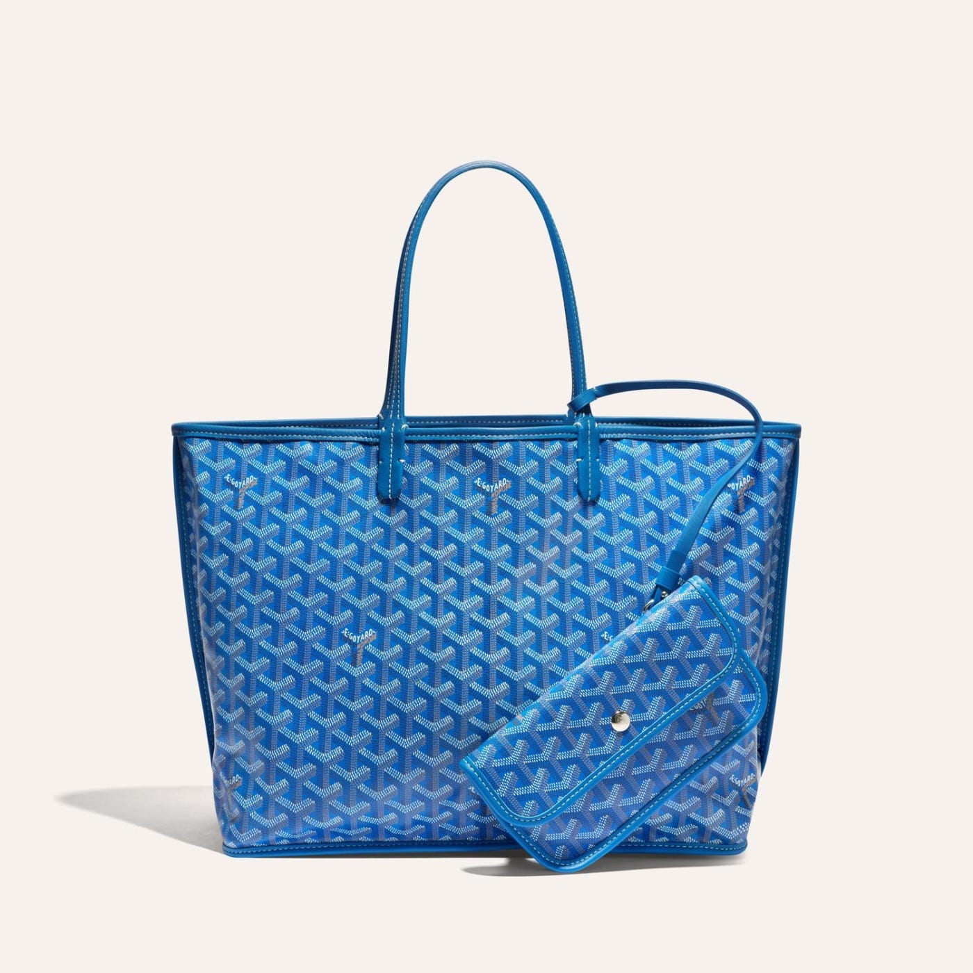 Goyardine Sky Blue Anjou PM Reversible Tote Palladium Hardware