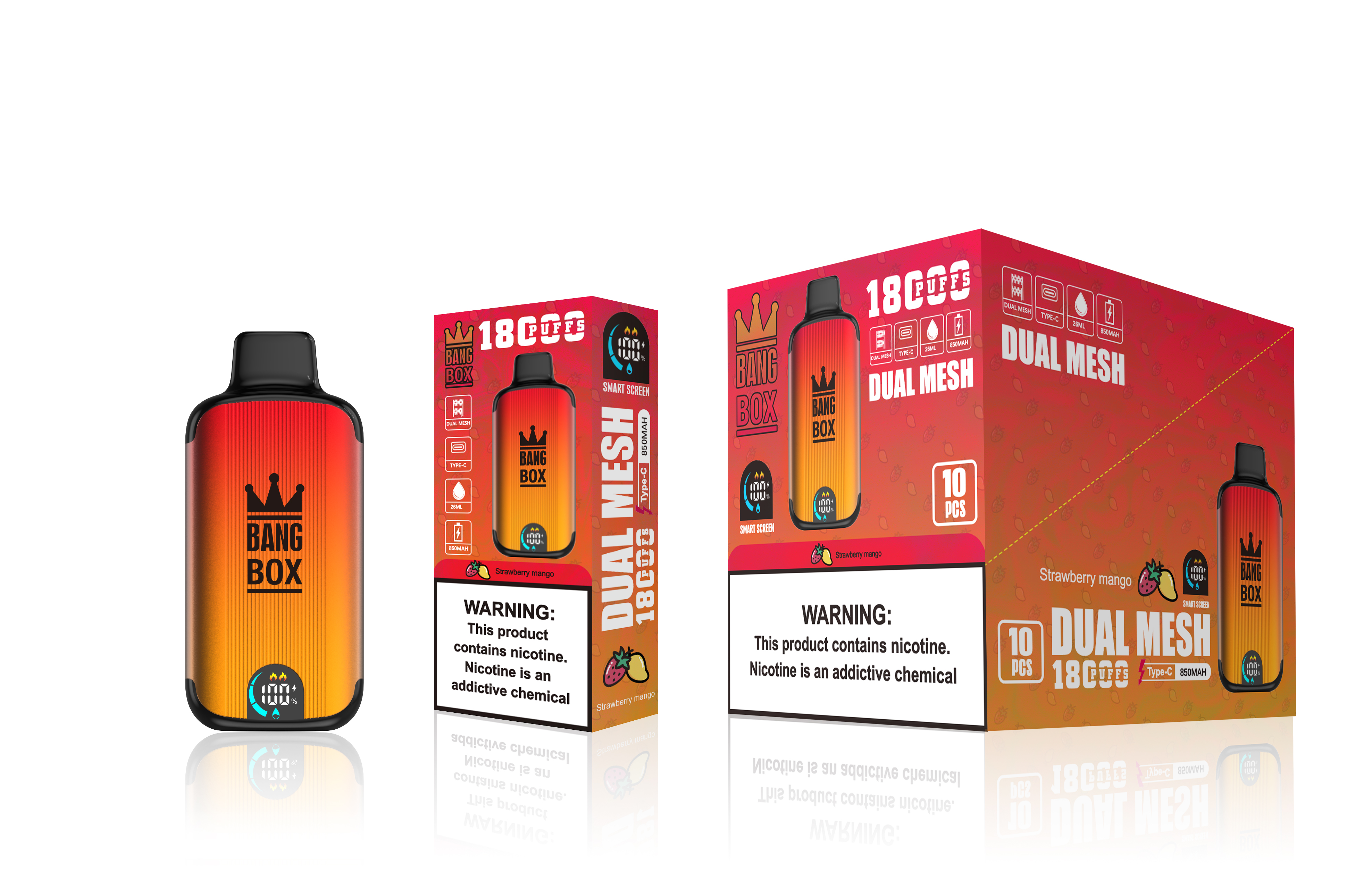（3 pieces）Bang Box 18000 Puffs New Product LED Display Disposable Vape