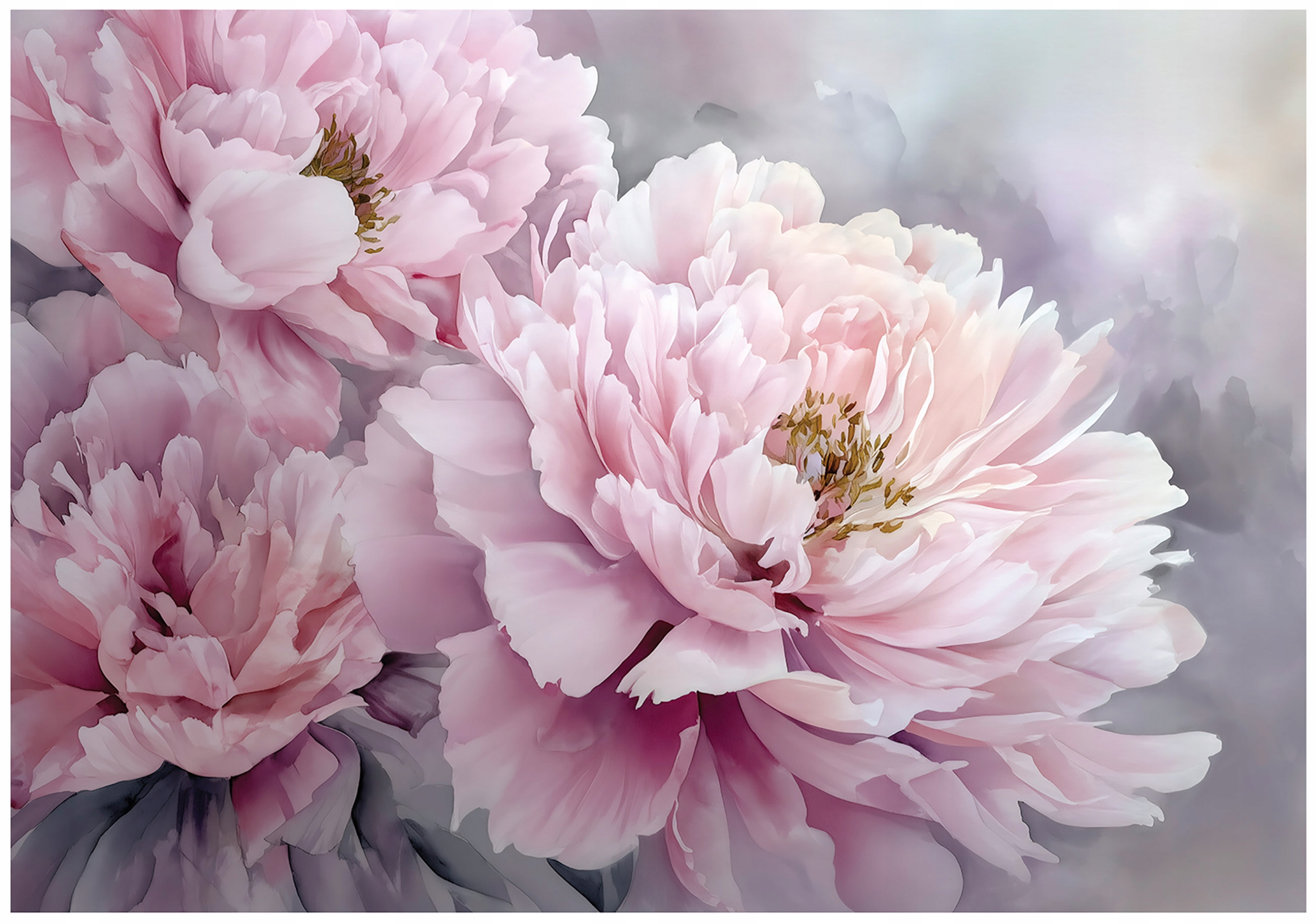 Boho peony flower wall mural for bedroom or living room, non-woven wallpaper,