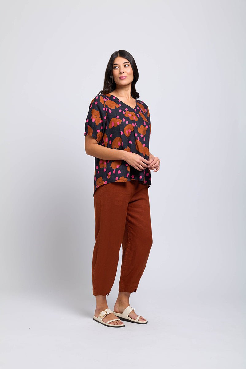 Linen Crop Pant with Comfort Waist‌