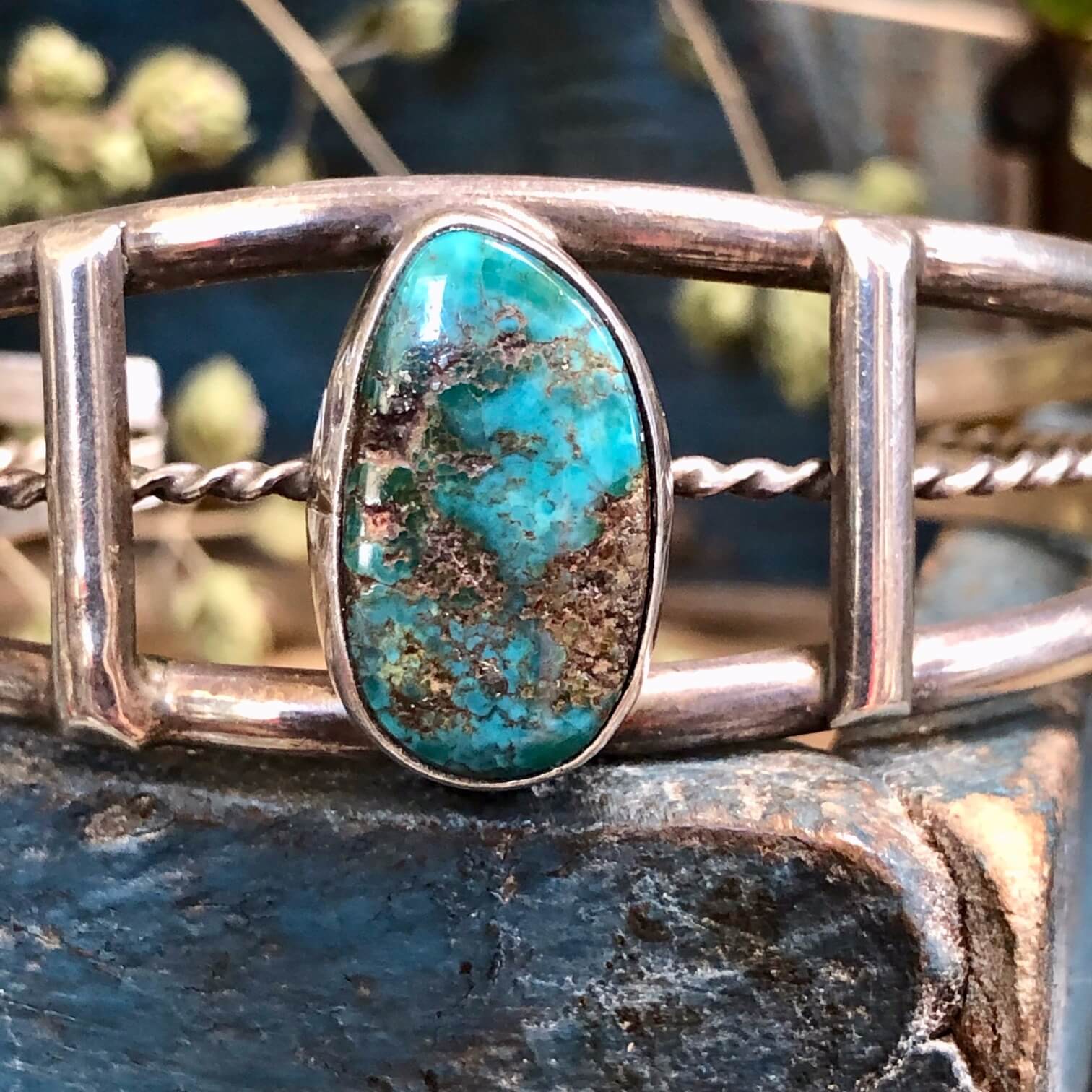 Vintage Navajo Turquoise Bracelet Sterling Silver