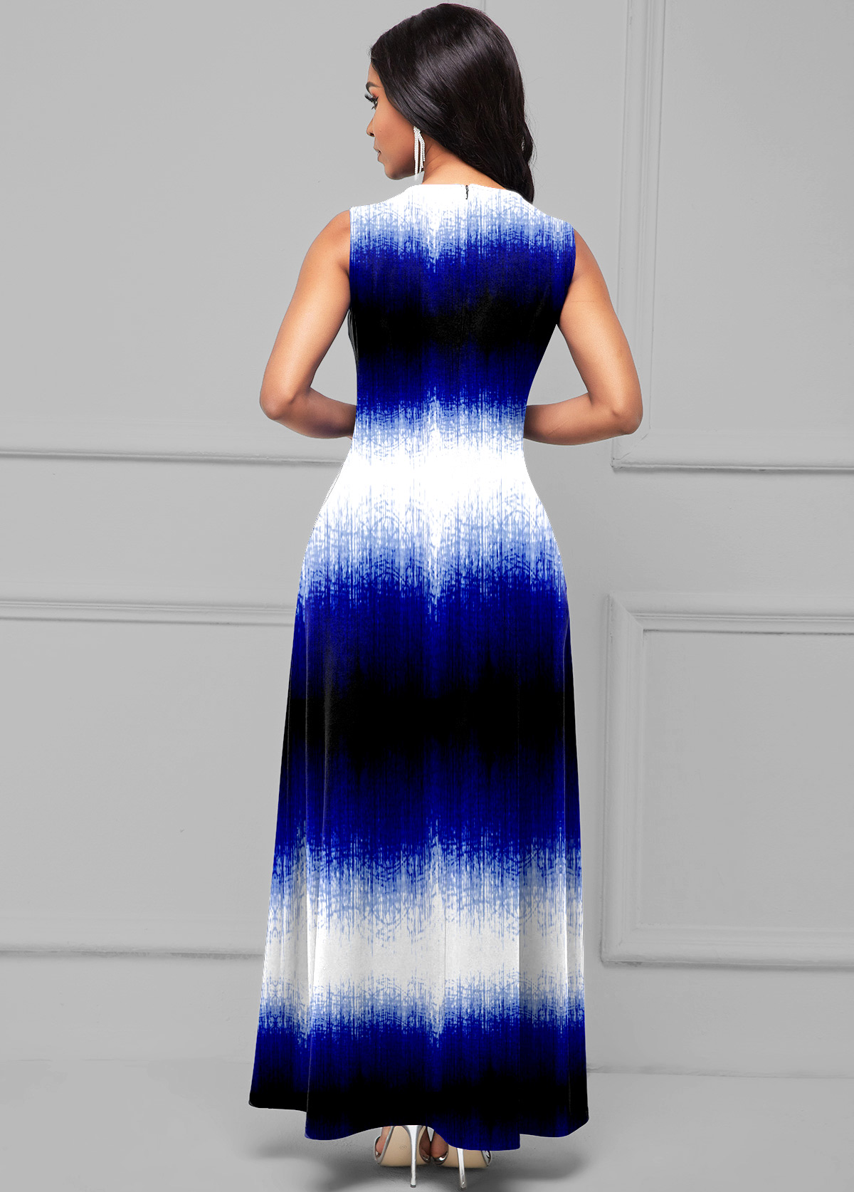 Sleeveless Ombre Round Neck Maxi Dress