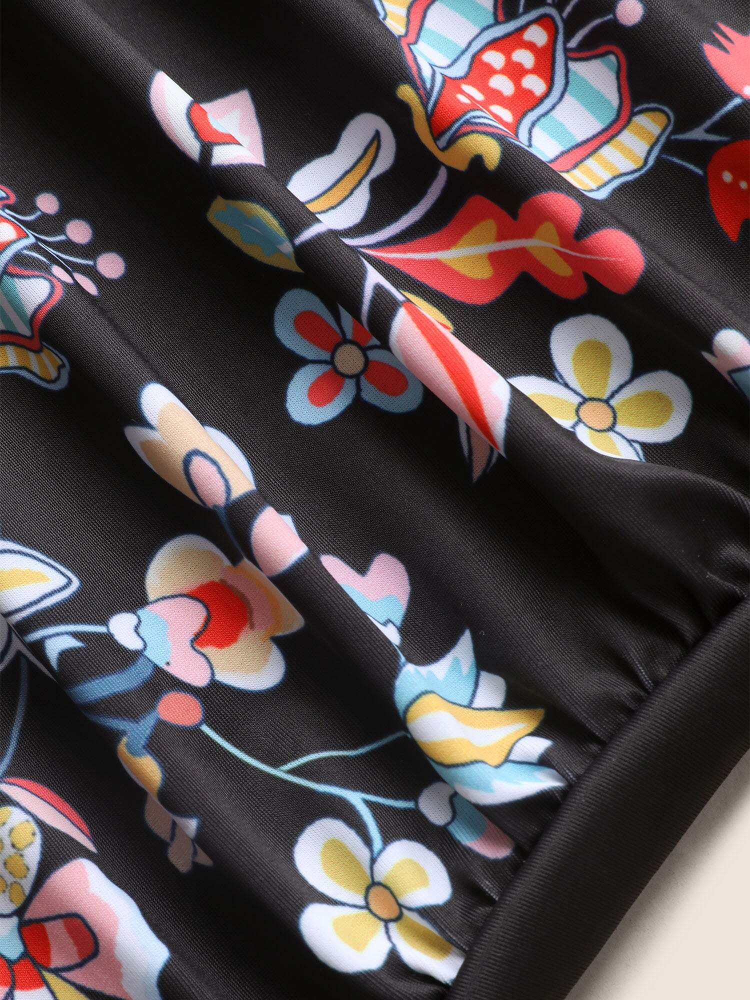 Boho Print Overlap Collar Gathered One Piece Swimsuit