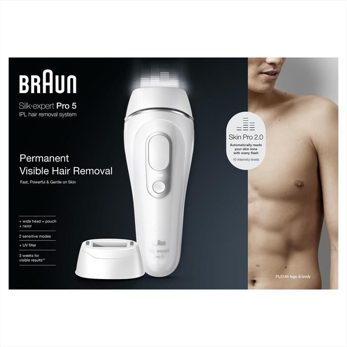 BRAUN - LUCE PULSATA PL5145-BIANCO/ARGENTO