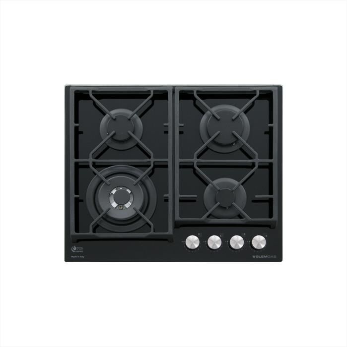 GLEM GAS - Piano cottura a gas GV64TXBK 4 fuochi 60cm-Nero Lucido