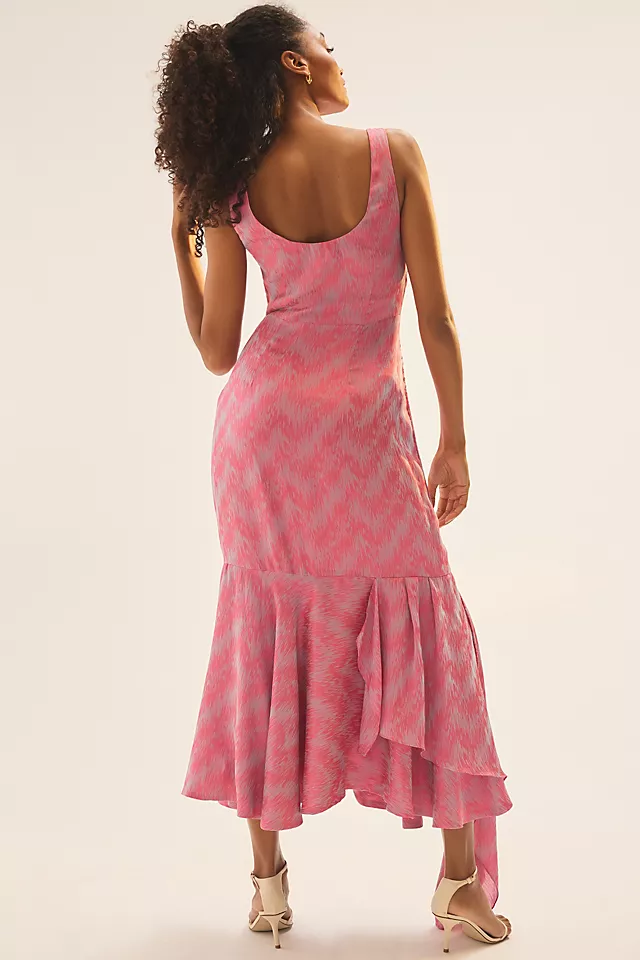 Stylish Ruched Sleeveless Side-Slit Dress PINK