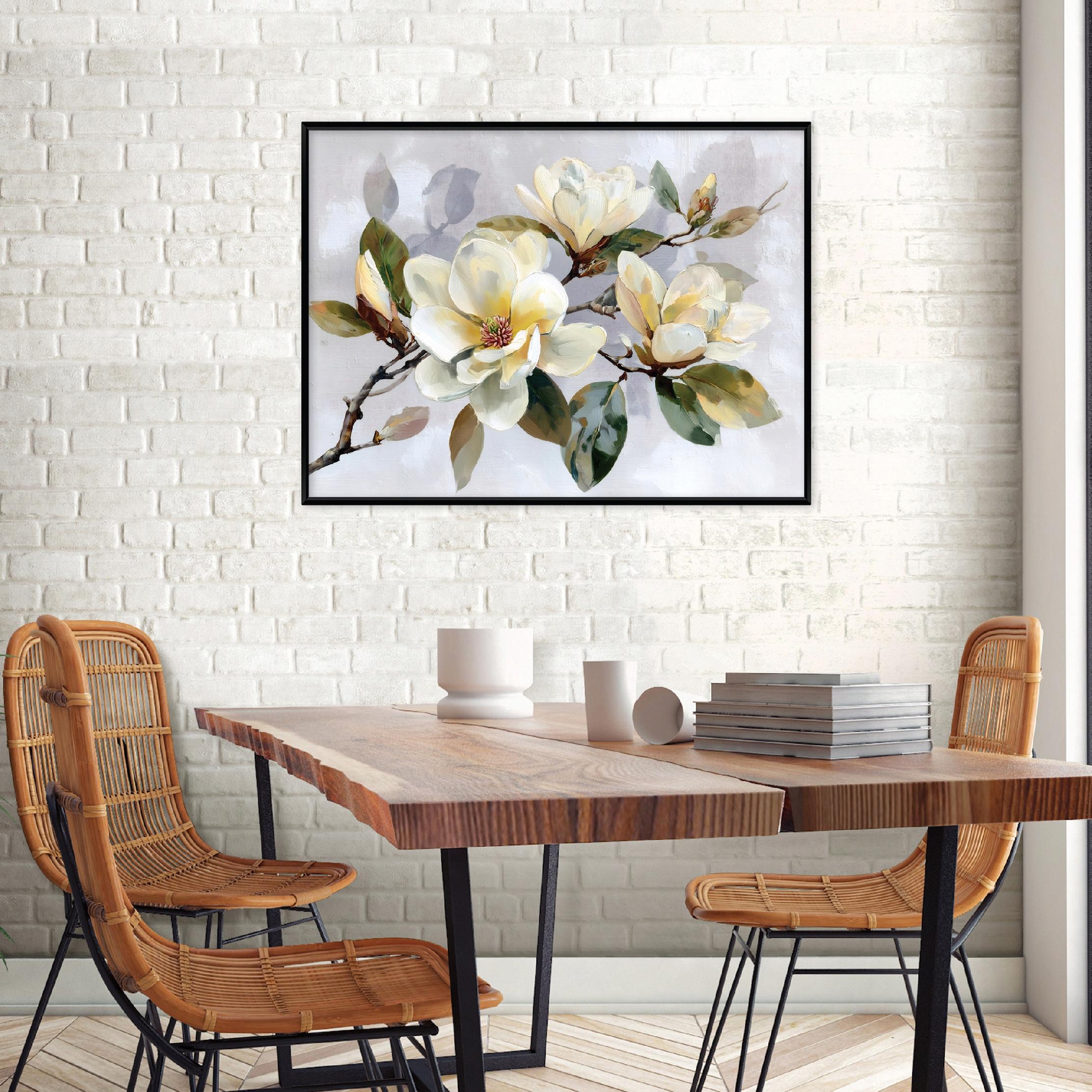 Black-framed canvas painting, flowers, twig, living room, bedroom, 40x30