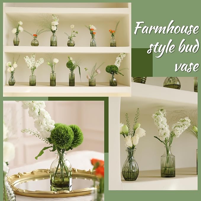 VASEA Pink Vase, Glass Bud Vases Set of 12