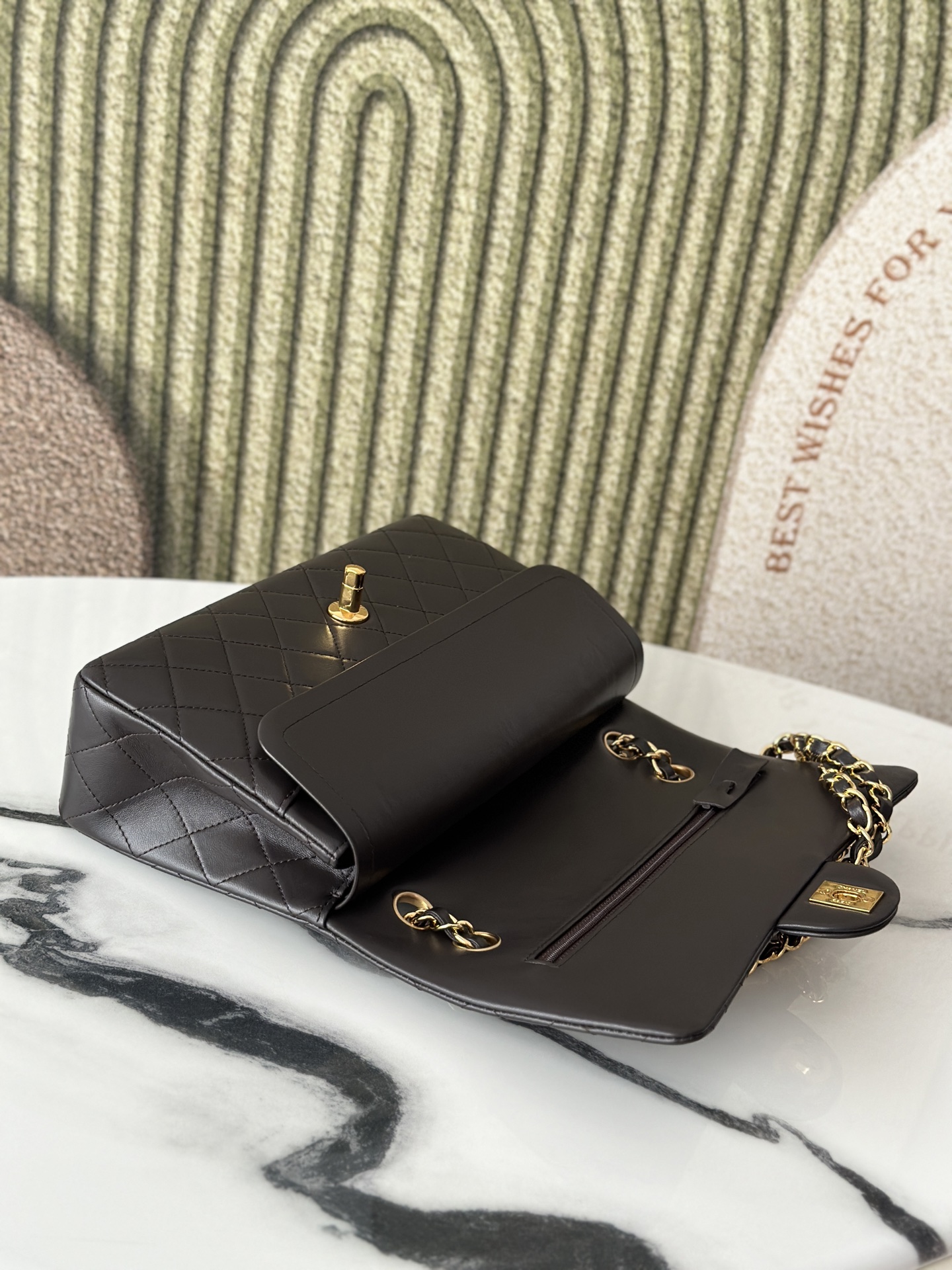 Classic Double Flap Quilted Lambskin Shoulder Bag in Black (Gold Hardware) - Mocuir