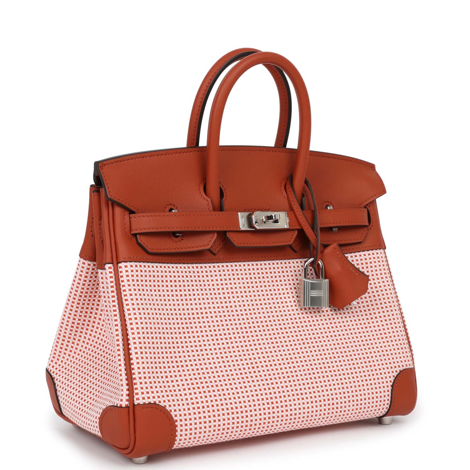 Quadrille Birkin 25 Sanguine Swift and Toile Palladium Hardware