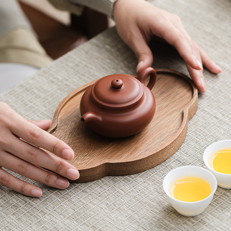 Walnut Solid Wood Tray for Dry Tea, Outdoor Chinese-Style Tea Tray, Small Tea Table, Teapot Holder Tray, Tea Mat, Snack Tray