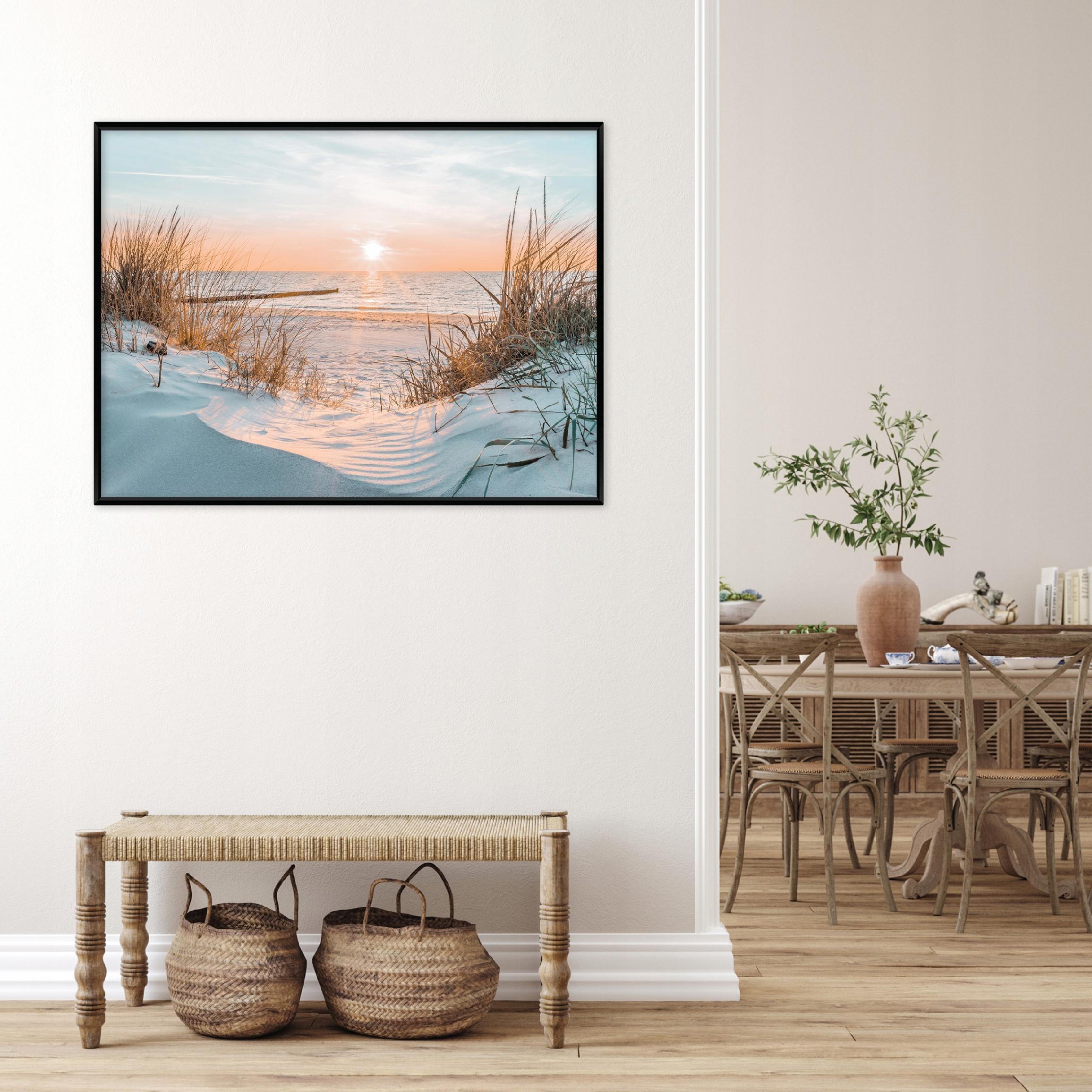 Black framed canvas painting sea beach nature living room bedroom 60x40