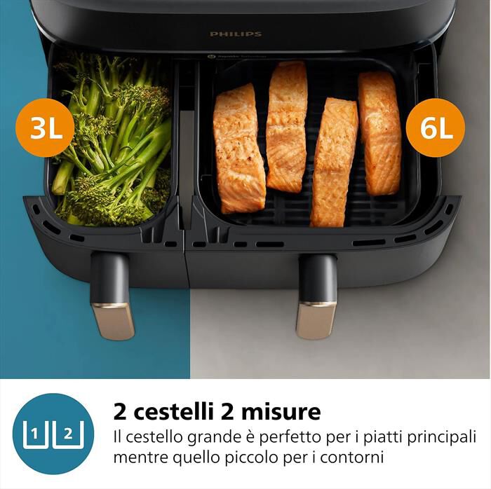 PHILIPS - Friggitrice AIRFRYER SERIE 3000 DA 9L NA352/00-Nero/Oro