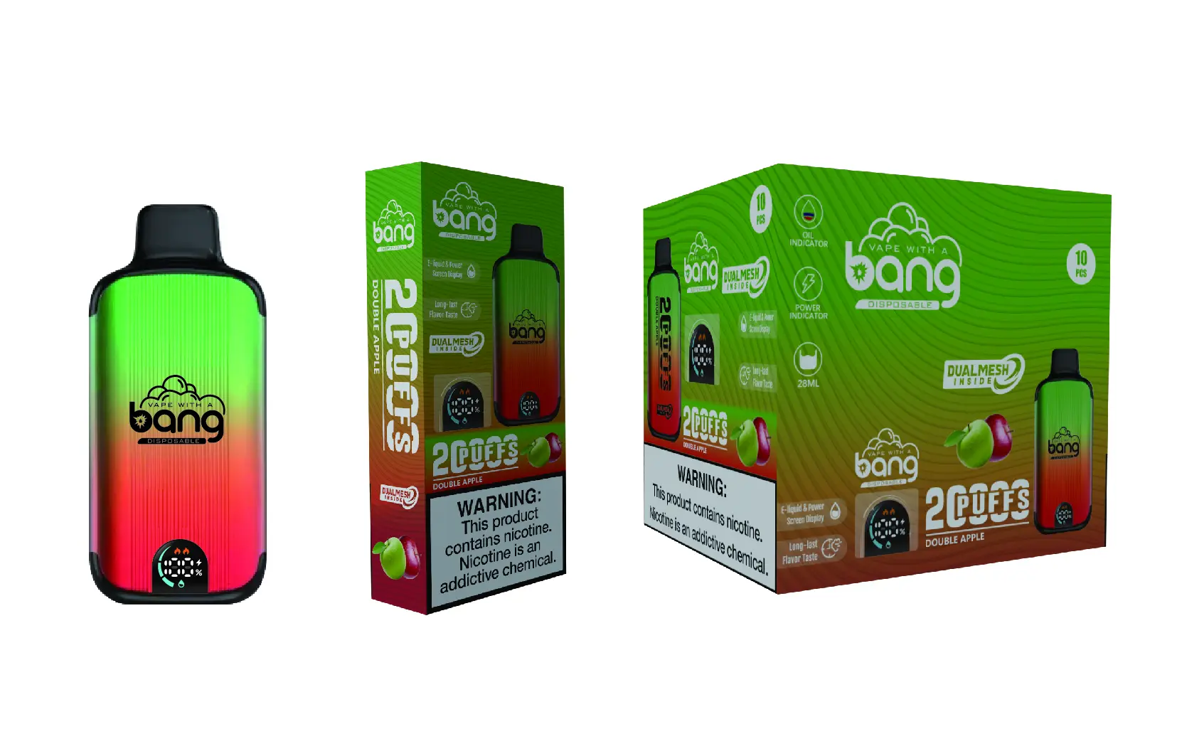 （3 pieces）Bang 20000 Puffs New Product LED Display Disposable Vape