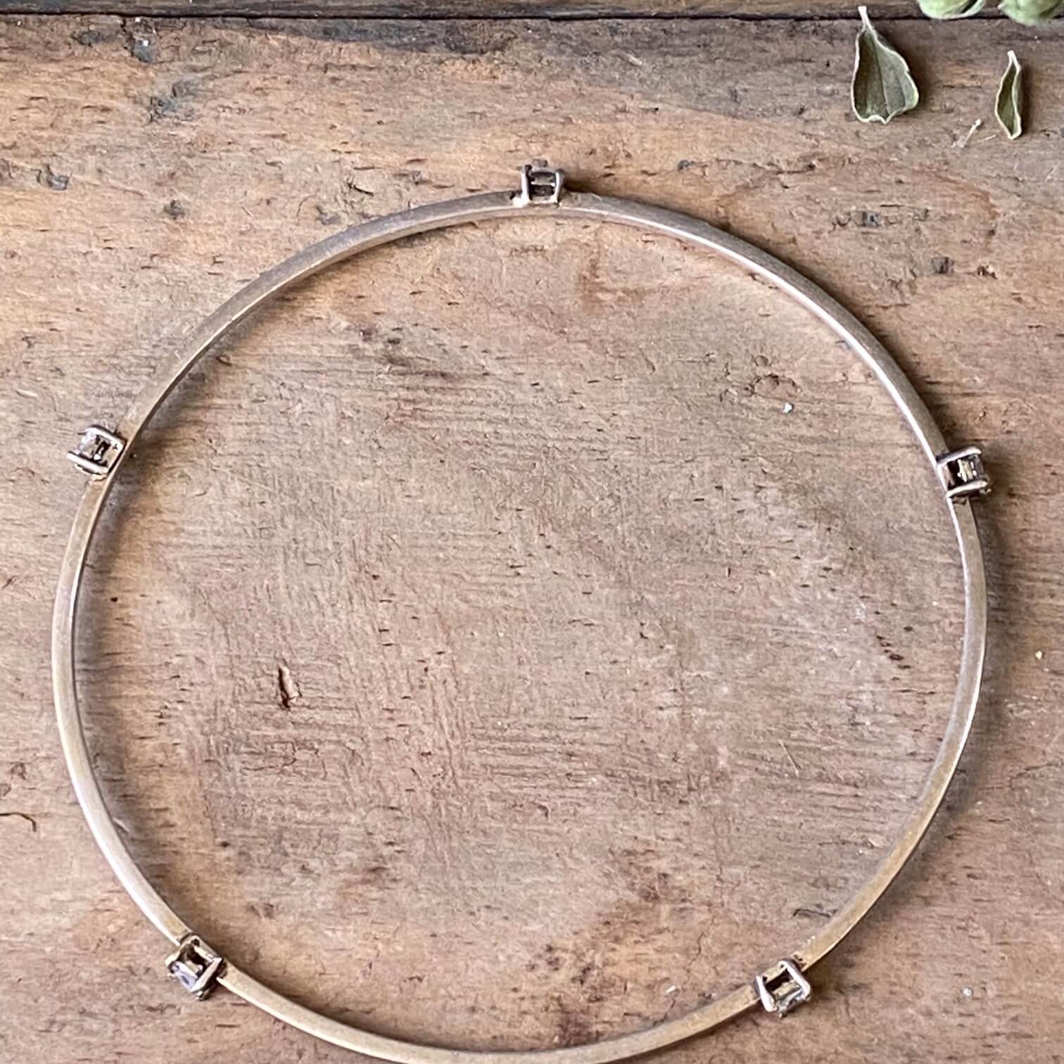 Sterling Silver Bangle Bracelet with Cubic Zirconia