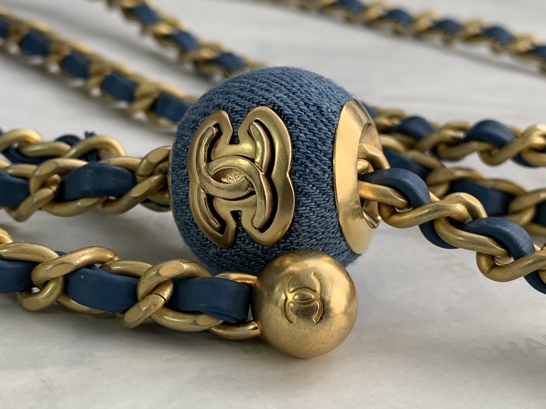 22C Classic Mini Flap Bag (Square) with Adjustable Ball Chain in Washed Denim Blue, Chevron Quilted, Gold-Tone Hardware - Mocuir