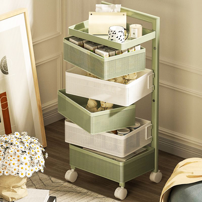 Drawer-Type Storage Cabinet Home Kitchen Storage Side Cabinet Bedroom Snack Rack with Wheels Bedside Mobile Rotating Storage Rack