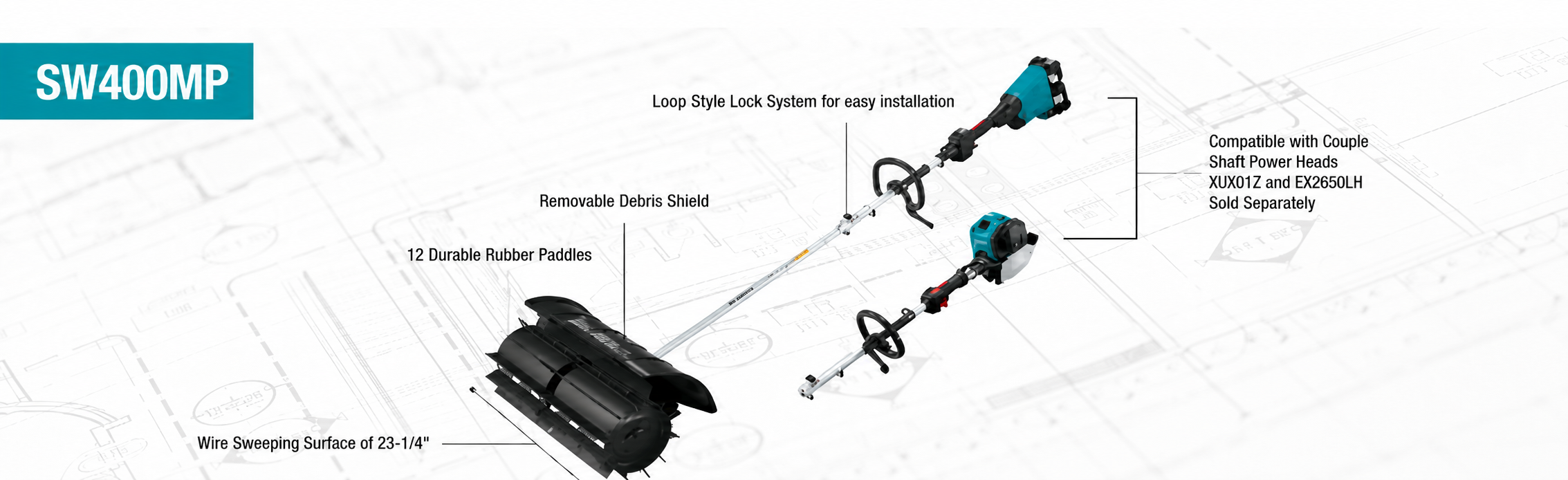 Paddle sweep attachment technical layout