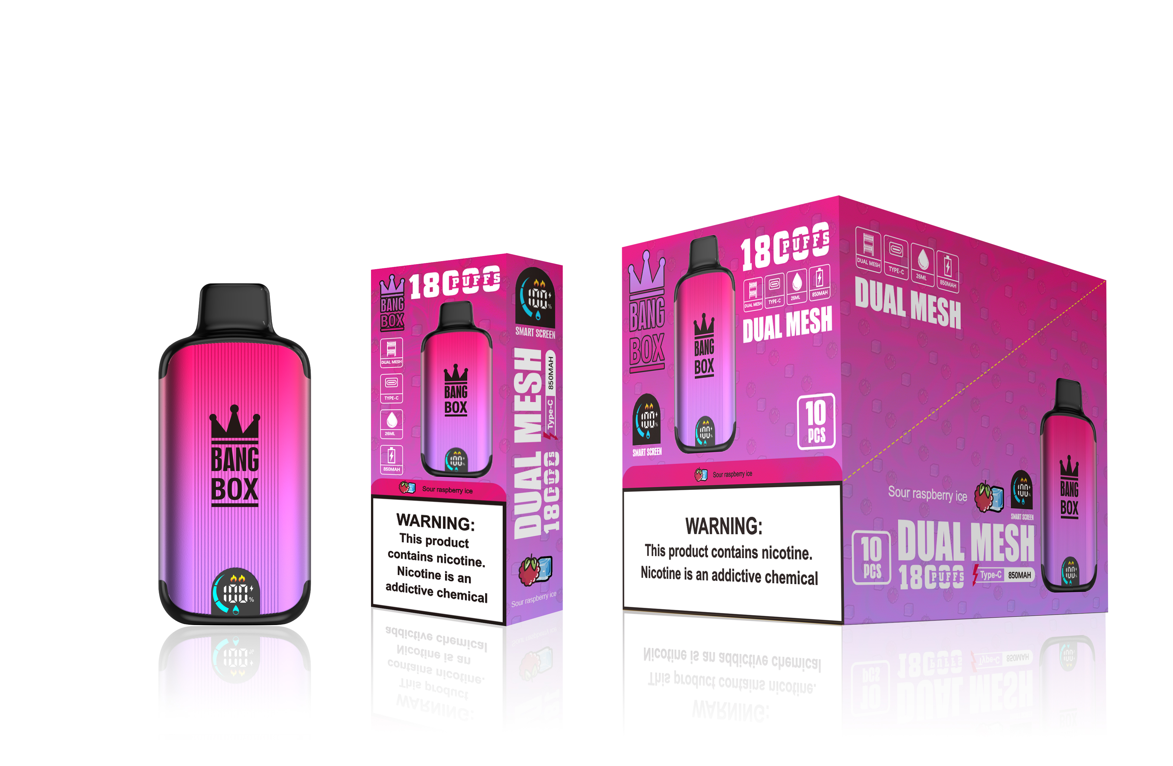 （3 pieces）Bang Box 18000 Puffs New Product LED Display Disposable Vape