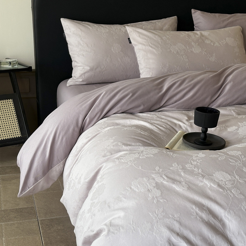 Long-staple cotton 60 thick woven cotton Jacquard four-piece cotton barrier-free high-grade quilt cover bedding