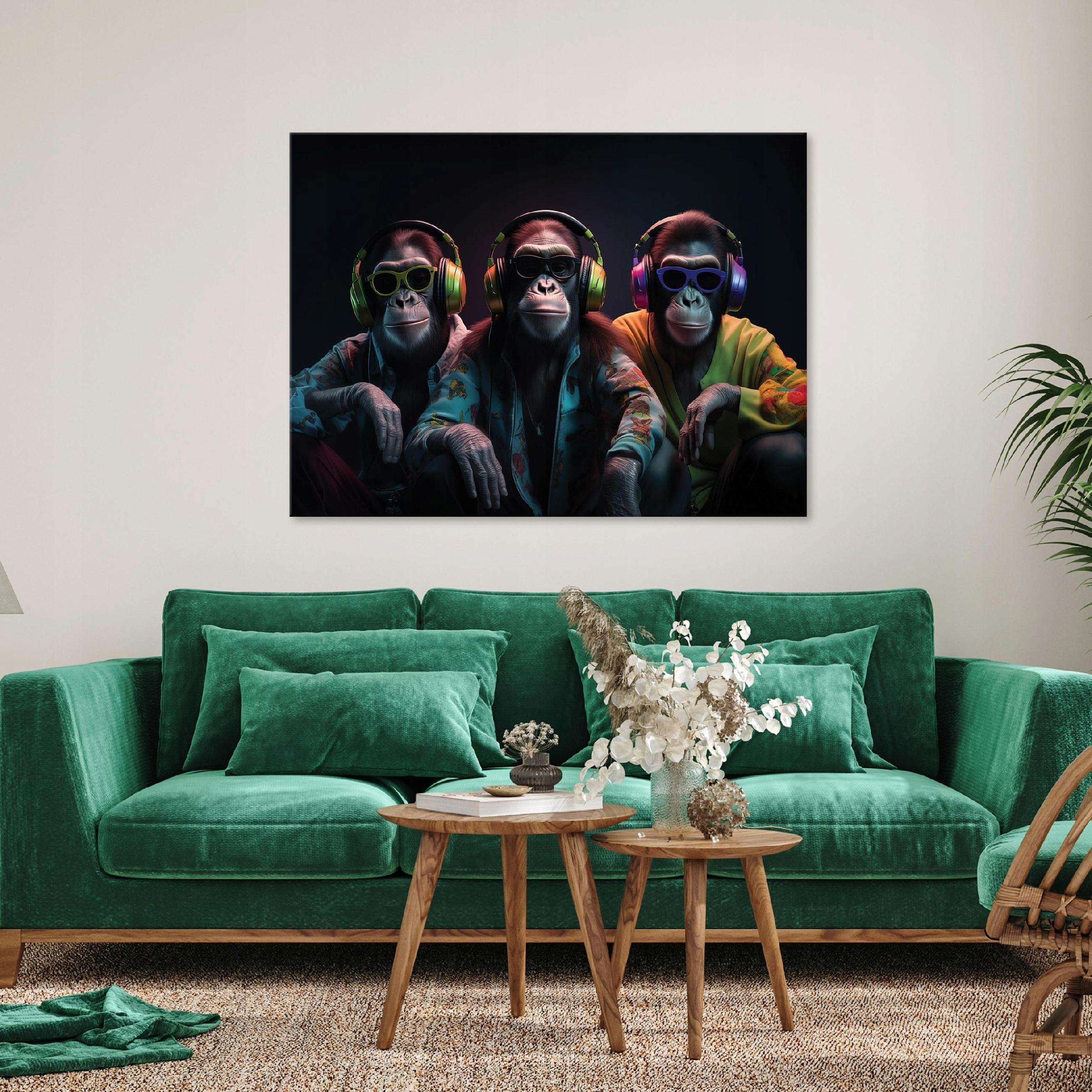Abstract modern monkey painting on canvas for a living room wall, 40x30