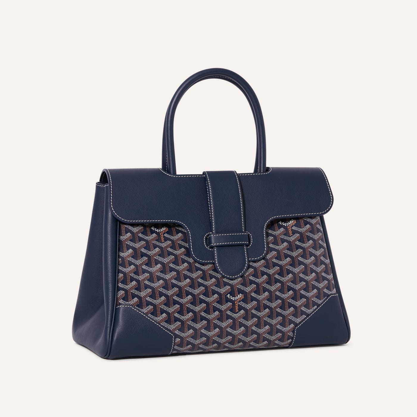 Saigon Tote Navy Blue Goyardine Canvas Palladium Hardware