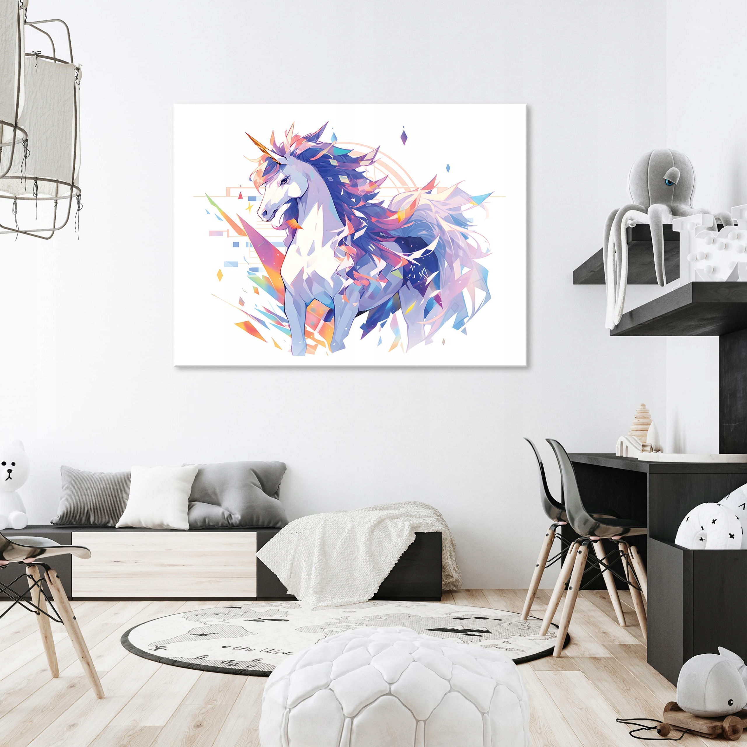 Picture for a girl's room, unicorn on canvas, modern wall art, 40x30