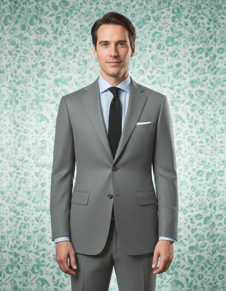 Ash Grey Wool Flannel Dress Suit