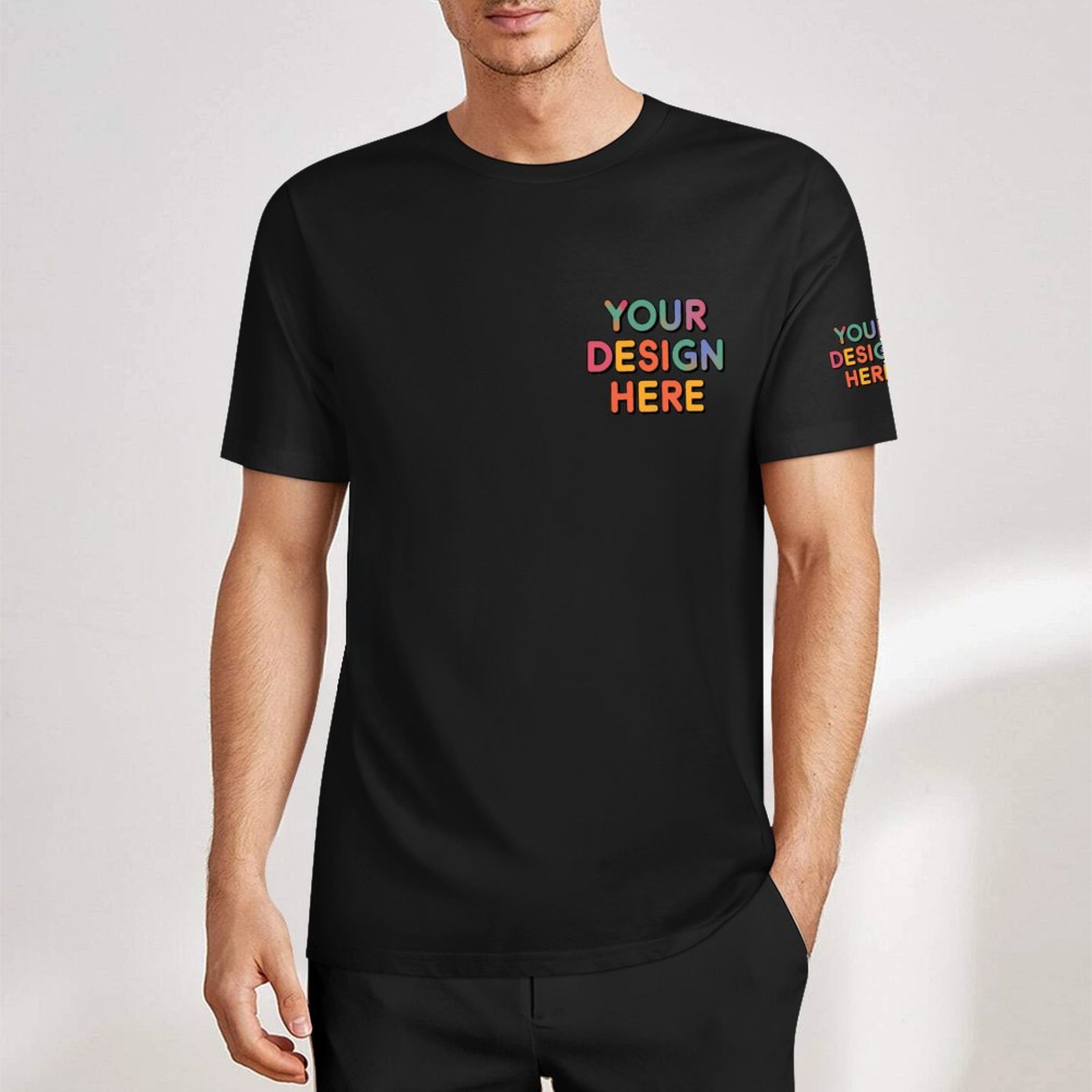 Personalized Custom Men’s Essential Summer T-Shirt with Chest and Sleeve Print