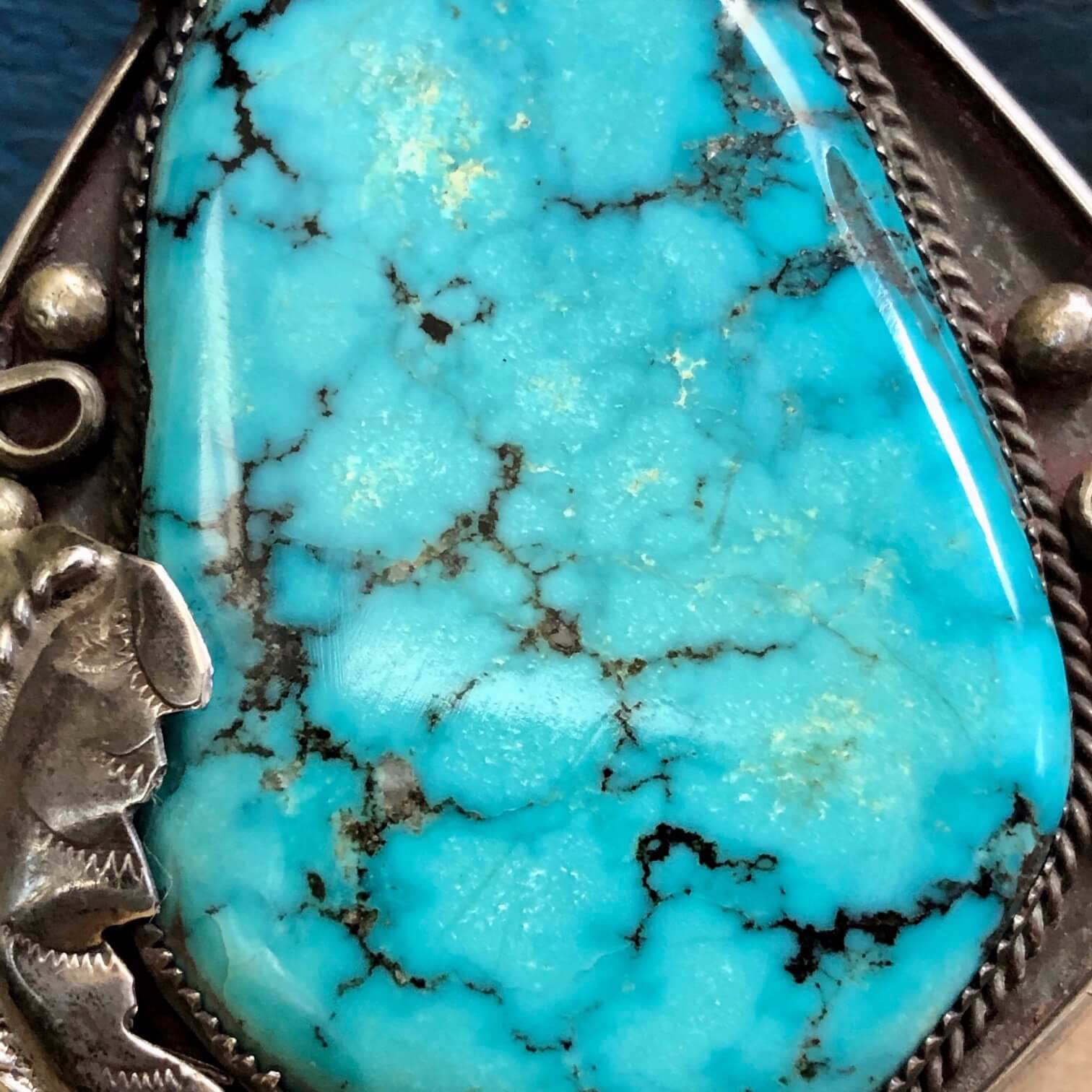 HUGE Vintage Navajo Sterling Silver Turquoise Cuff Bracelet