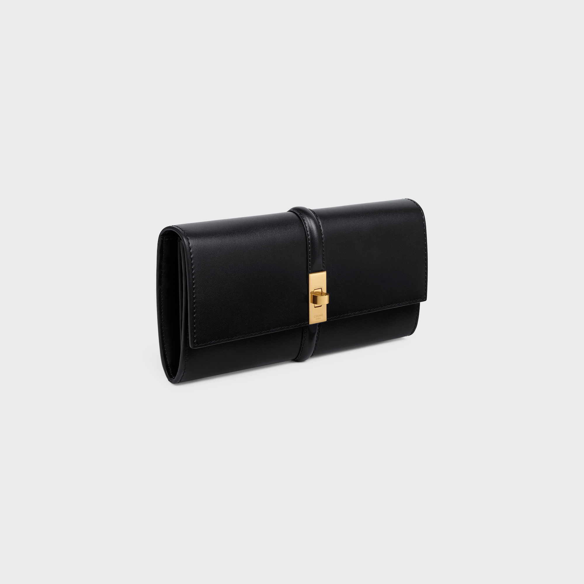 LARGE WALLET 16 IN SATINATED CALFSKIN BLACK
