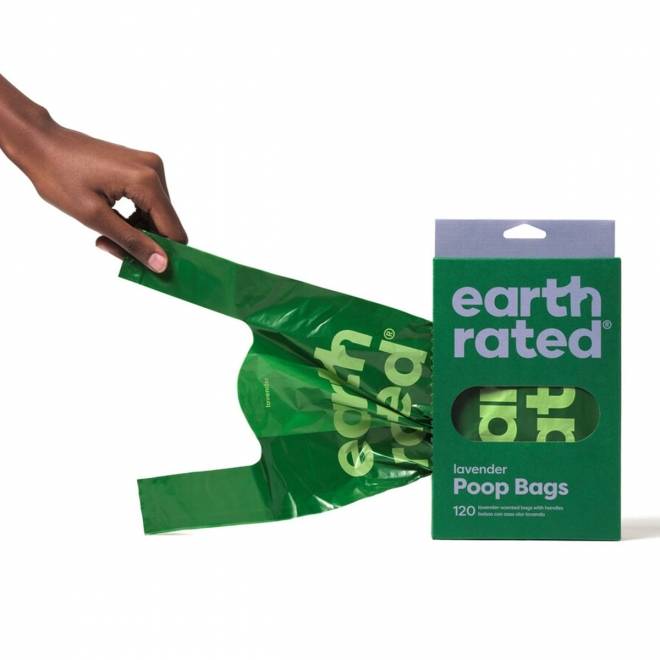 Earth Rated Hundeposer med Håndtak Lavendelduft, 120 stk