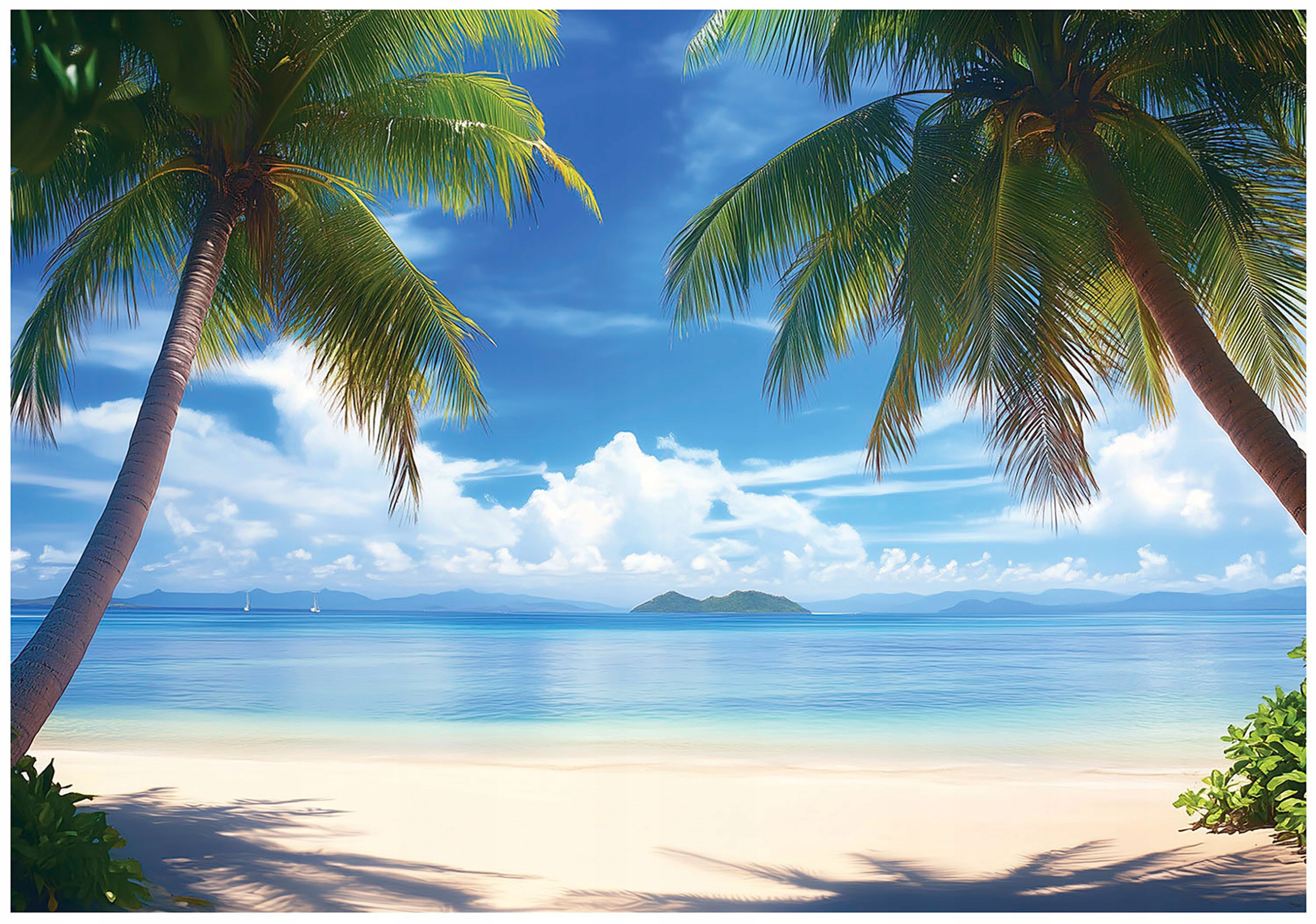 Beach palm tree sea landscape wall mural for bedroom living room