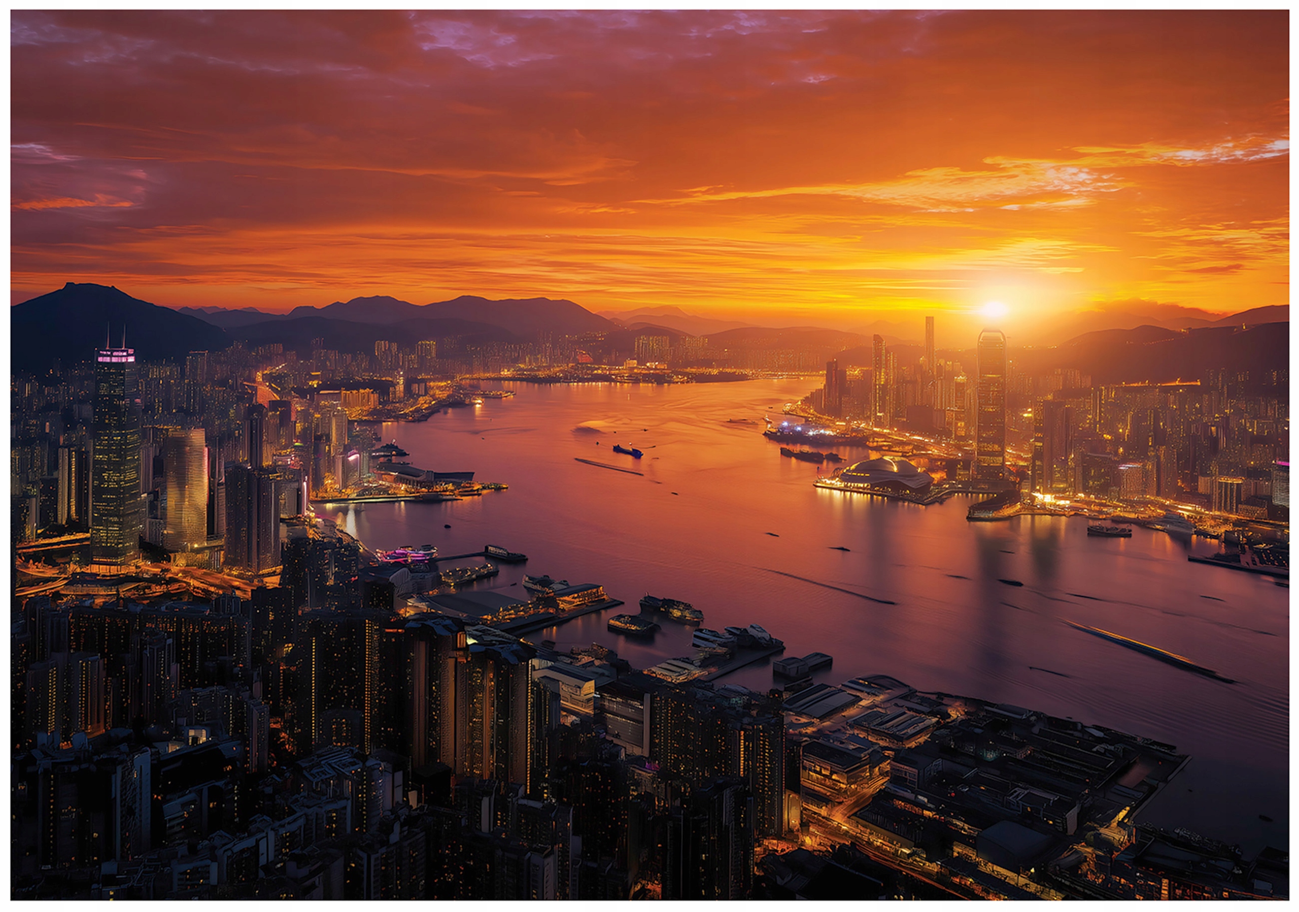 Wall mural city at night Hong Kong bedroom living room wallpaper non-woven