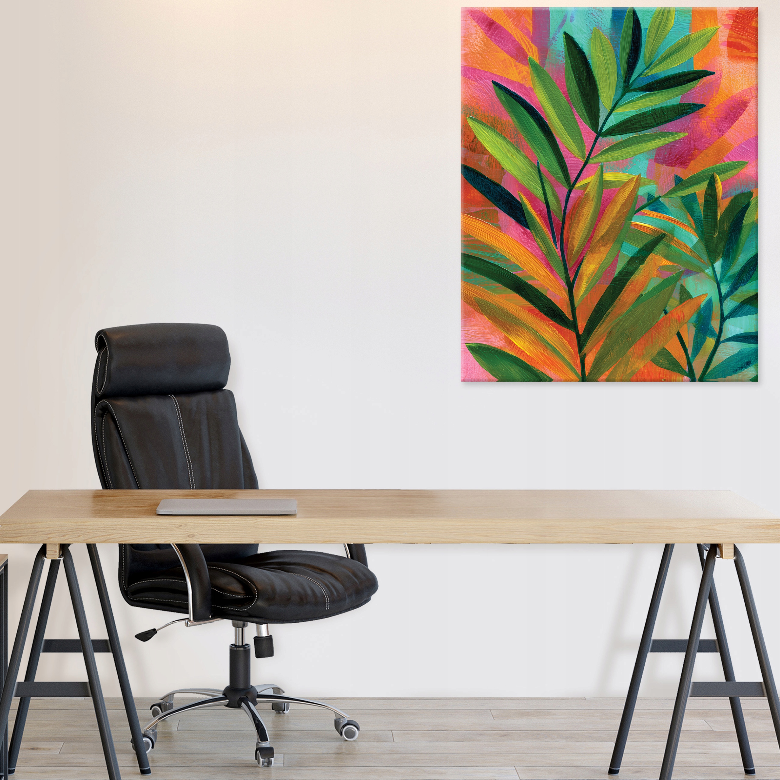 Abstract Art Deco leaf painting on canvas for the bedroom or living room, 40x30