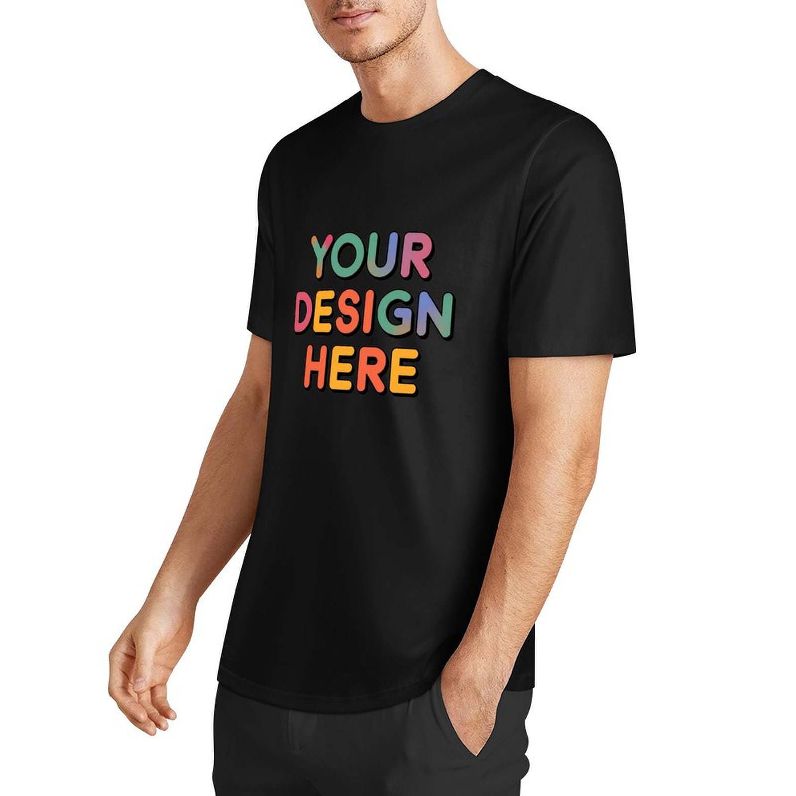 Customized Men’s European Size Pure Cotton Front Print T-Shirt