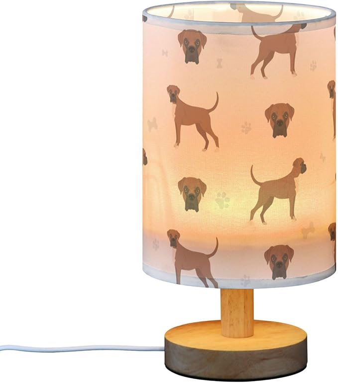 Table Lamp Boxer Dog Pattern Nightstand Lamp