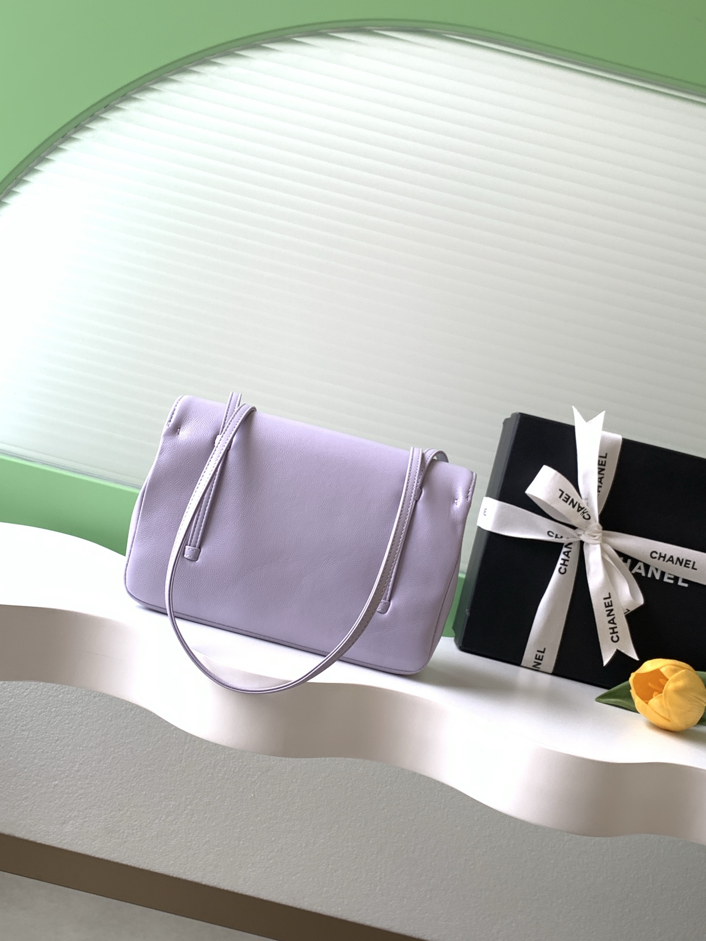 26P Preppy Coco Small Flap Bag in Lavender Grained Shiny Calfskin with Gold-Tone Hardware - Mocuir