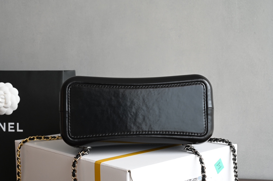 Gabrielle Backpack (Small) in Black Aged & Smooth Calfskin with Mixed Gold & Silver Hardware (Model A94485) - Mocuir