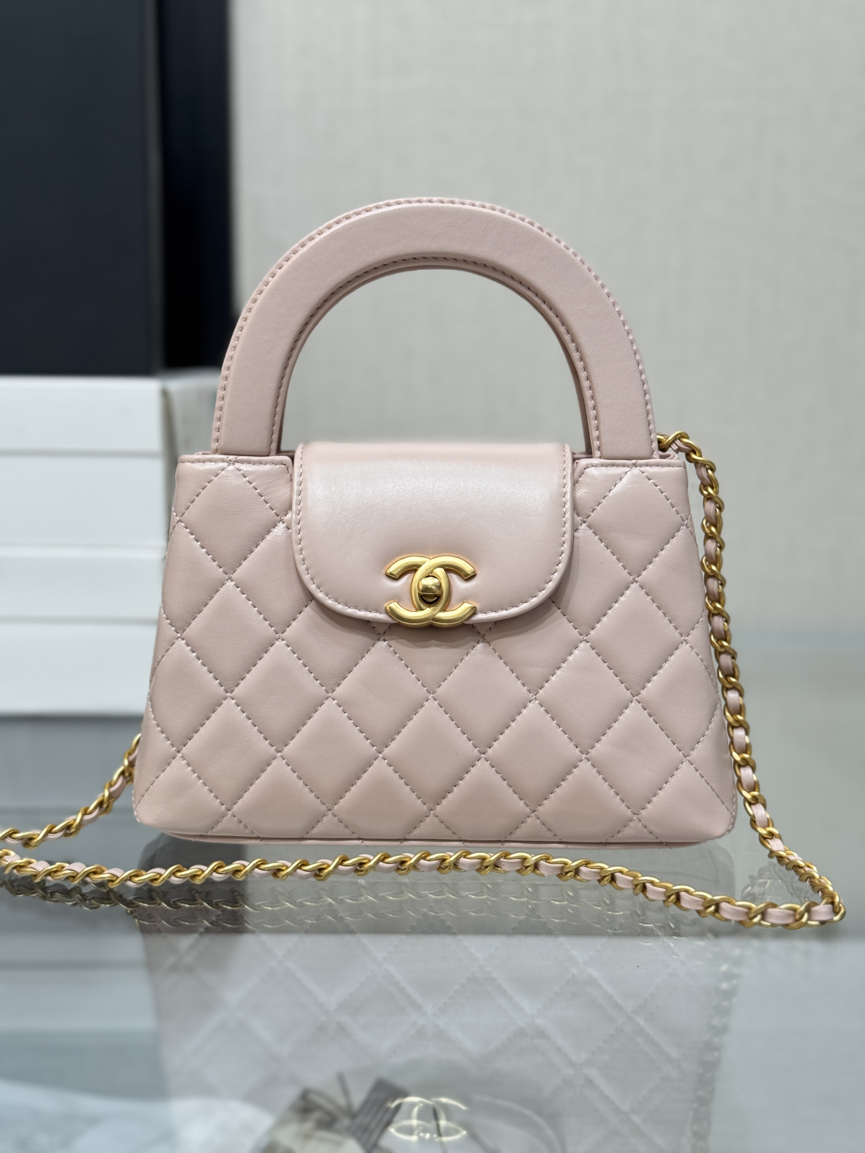 Mini Kelly Bag with Handle（Light Pink） - Mocuir