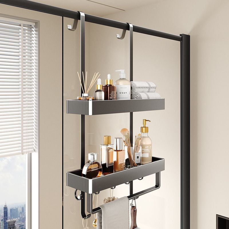 Bathroom Storage Rack shower room hanging rack punch-free bathroom hanging basket toilet storage toilet door rear gun Gray