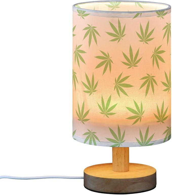 Table Lamp Green Marijuana Leaf Cannabis Weed Leaves on