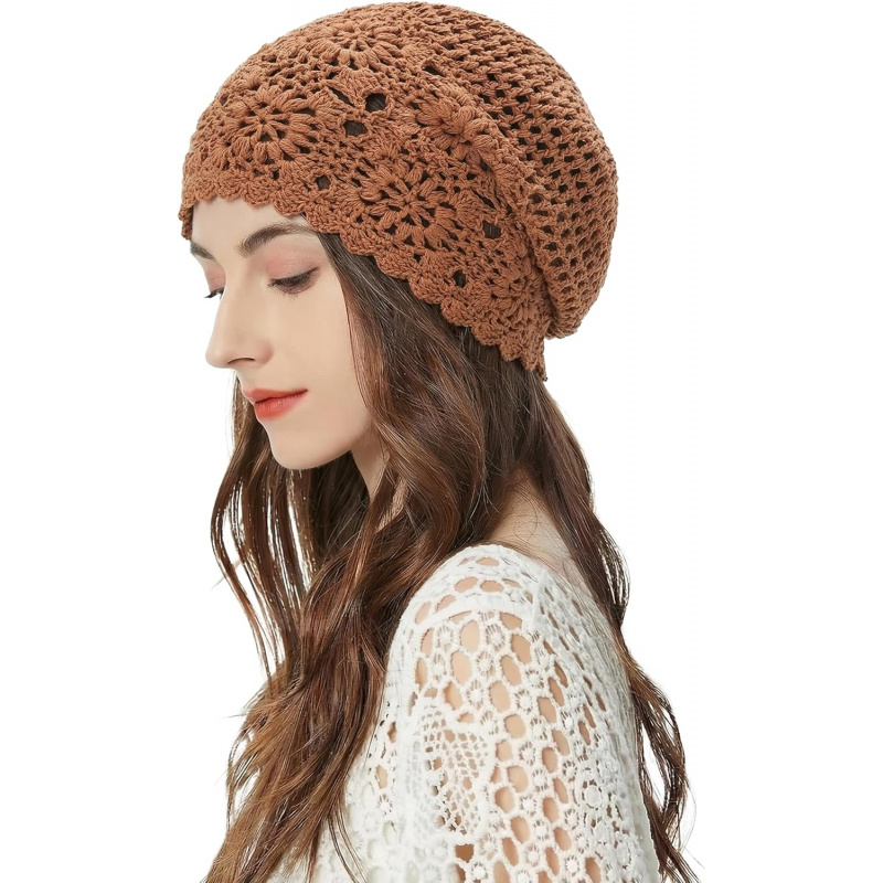 Women's Cotton Crochet Slouchy Beanie Hat