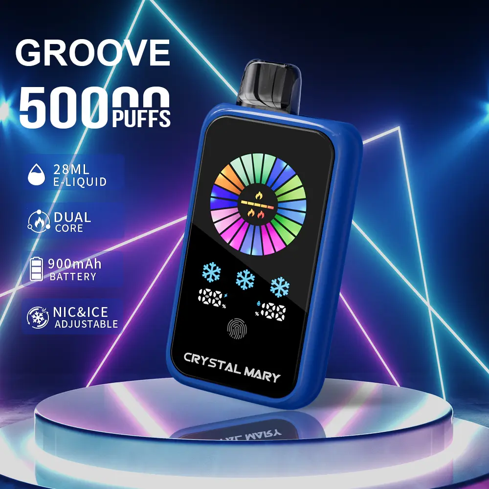 （3 pieces）Crystal Groove 50000 50k Puffs Adjustable Nicotine & Ice Control LED Display Disposable Vape EU Warehouse