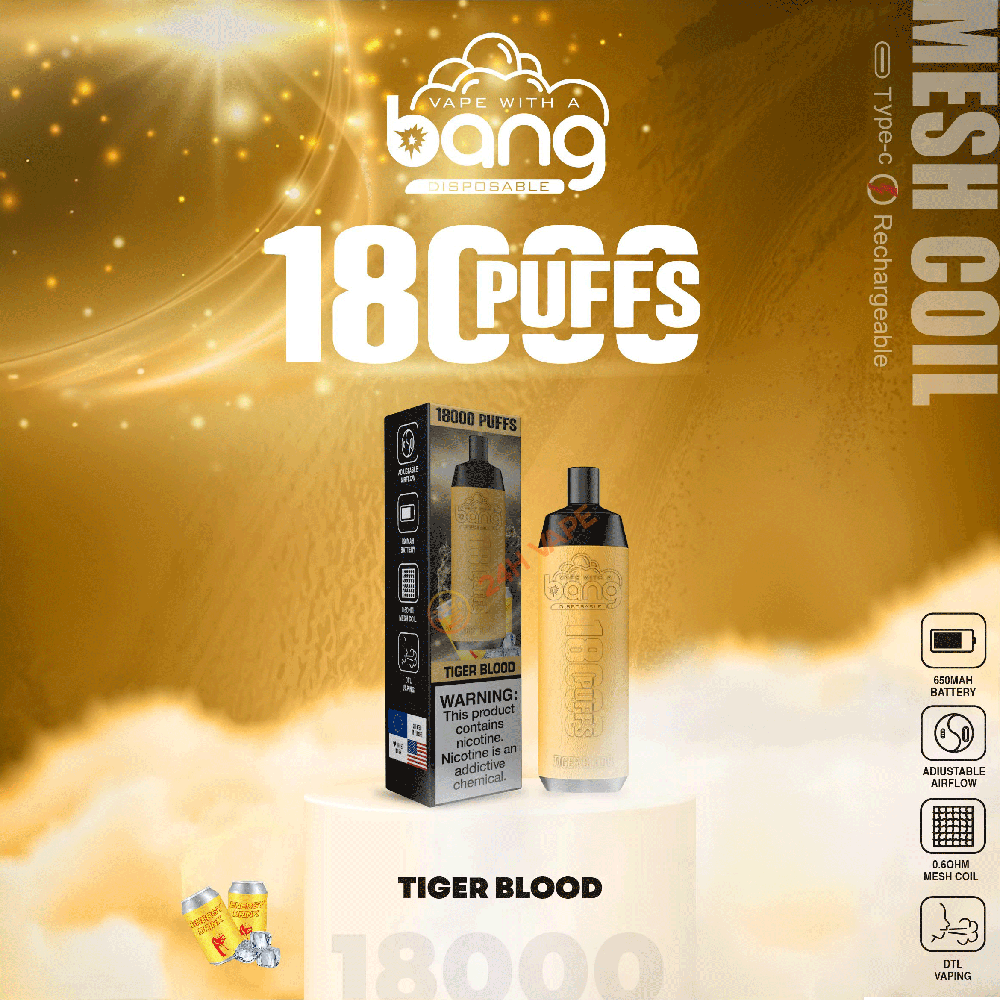 （3 pieces）Bang Crown Bar 18000 Puffs 0% 2% 3% 5% Nicotine Leather Disposable Vape Pen