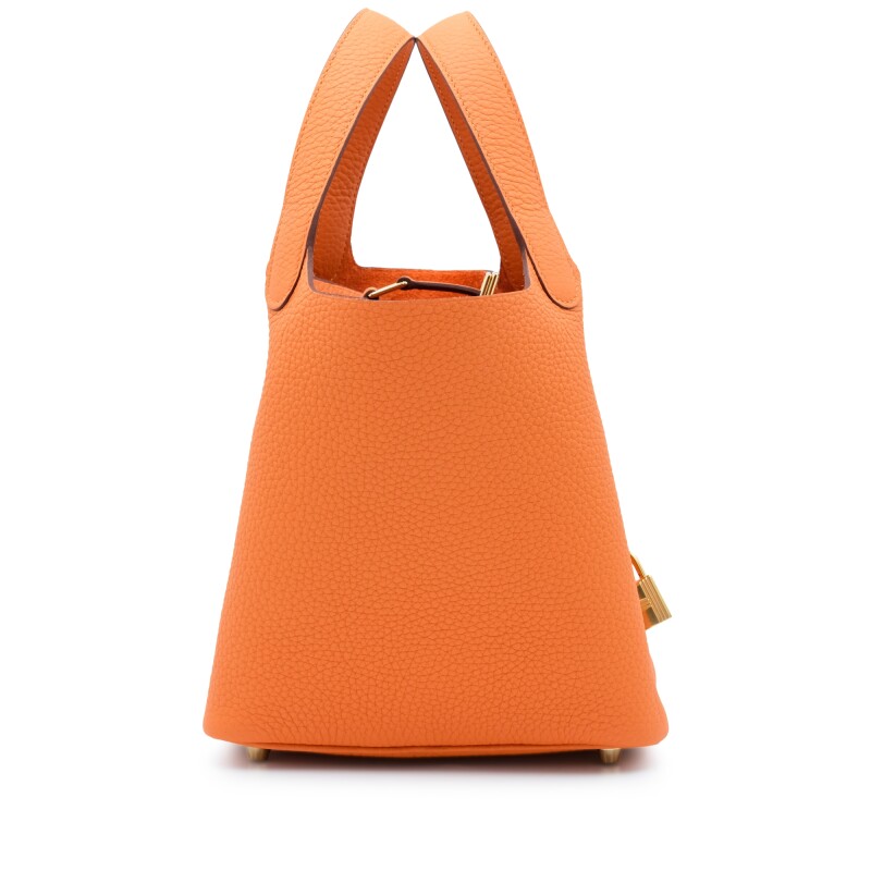 Orange Clemence Picotin Lock 18 Gold Hardware