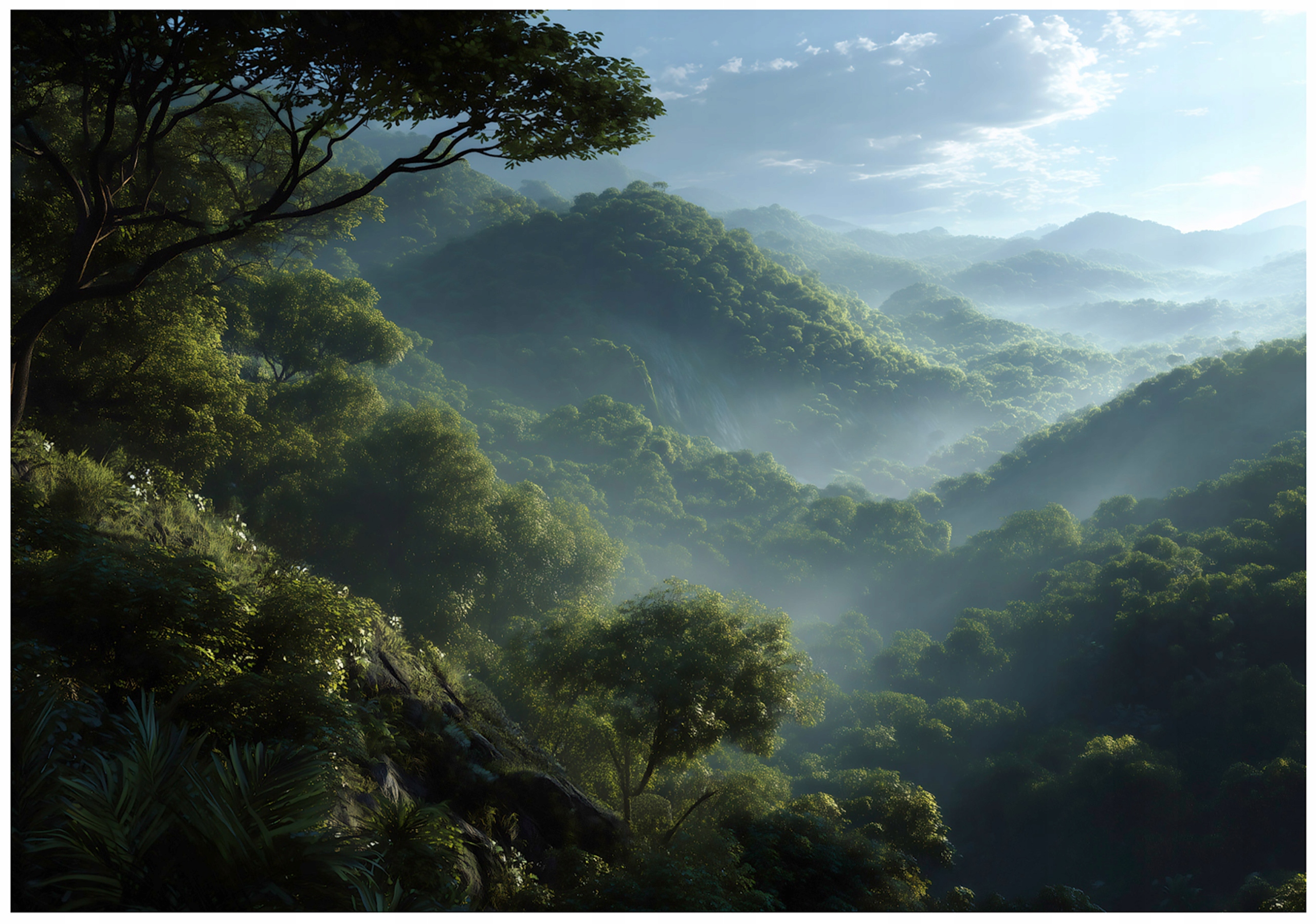 Jungle fog forest nature wall mural bedroom living room wallpaper non-woven