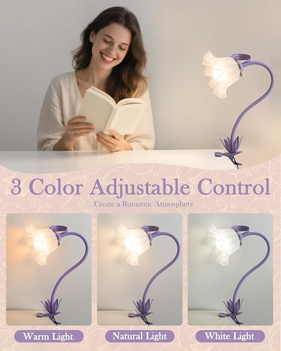 Flower Desk Lamp with Clamp - School Dorm Supplies
