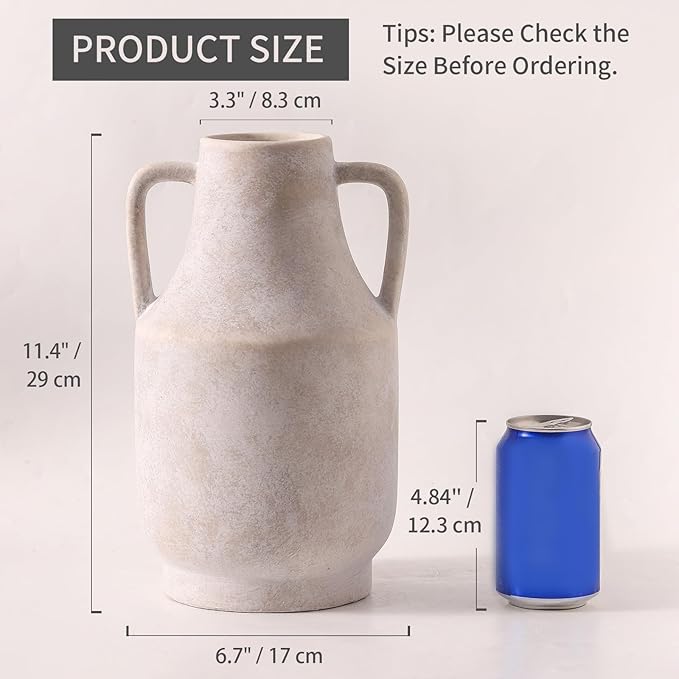 VASEA Ceramic Flower Vase with Handles